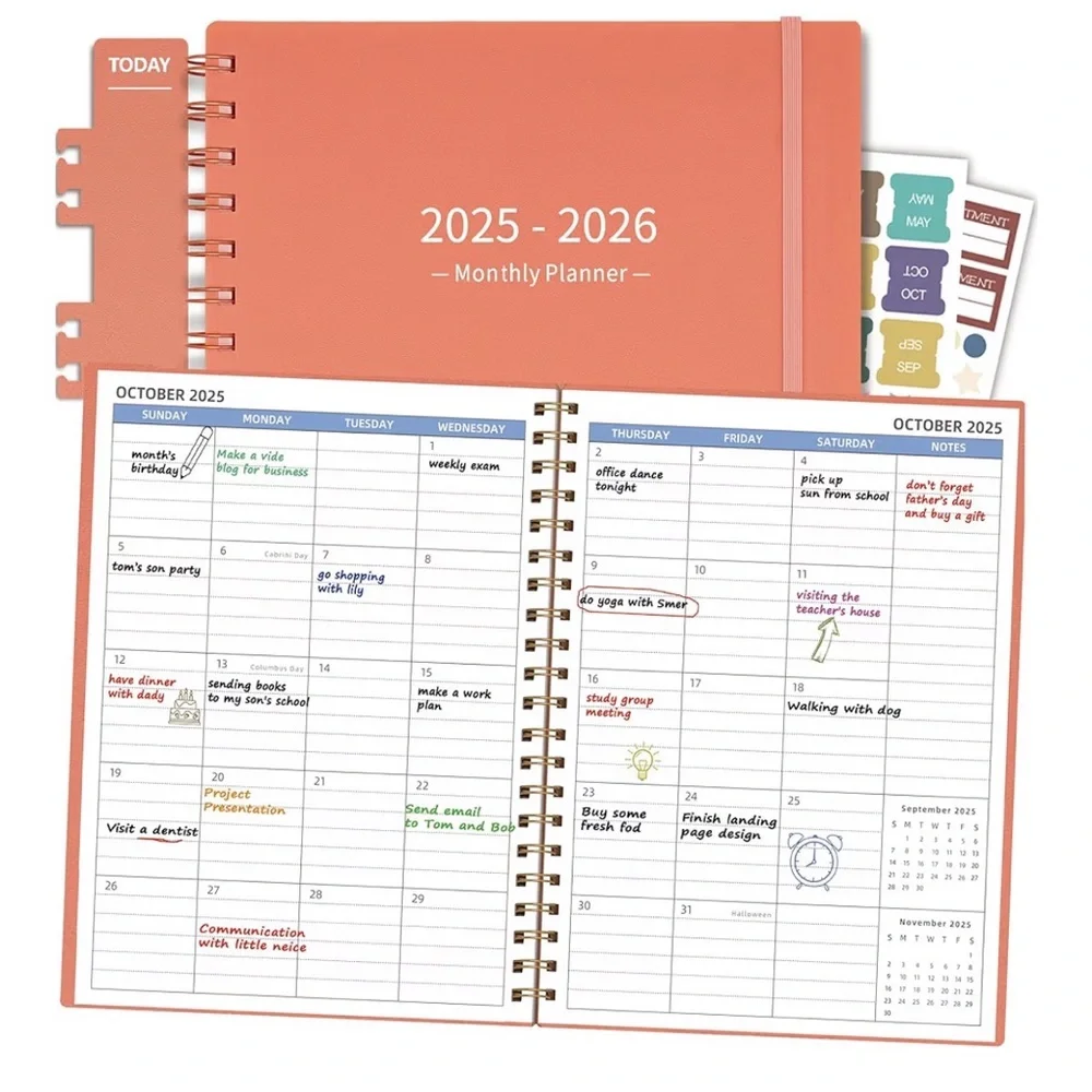 Coral Monthly Planner 2025-2026